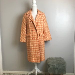 B Altman & Co vintage orange houndstooth coat